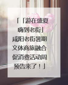 「游在盛夏 嗨到老街」咸阳老街暑期文体商旅融合促消费活动周预告来了！