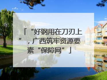 “好钢用在刀刃上”，广西筑牢资源要素“保障网”