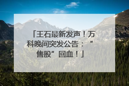 王石最新发声！万科晚间突发公告：“售股”回血！