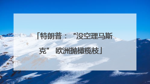 特朗普：“没空理马斯克” 欧洲抛橄榄枝