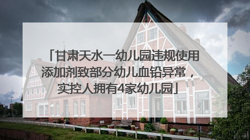 甘肃天水一幼儿园违规使用添加剂致部分幼儿血铅异常，实控人拥有4家幼儿园