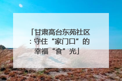 甘肃高台东苑社区：守住“家门口”的幸福“食”光