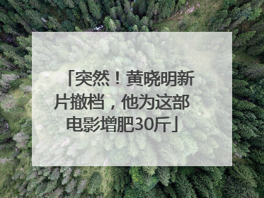 突然！黄晓明新片撤档，他为这部电影增肥30斤