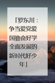 罗东川：争当爱党爱国勤奋好学全面发展的新时代好少年