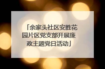 余家头社区安胜花园片区党支部开展廉政主题党日活动