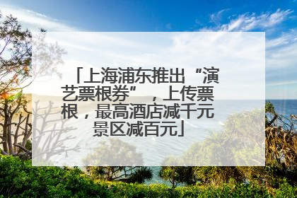 上海浦东推出“演艺票根券”，上传票根，最高酒店减千元景区减百元