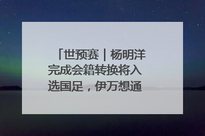 世预赛｜杨明洋完成会籍转换将入选国足，伊万想通了要打双后腰？