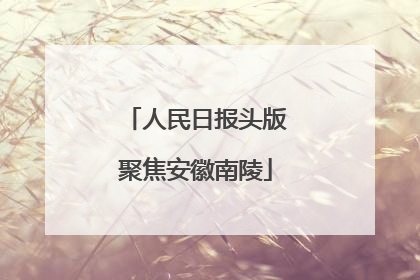 人民日报头版聚焦安徽南陵