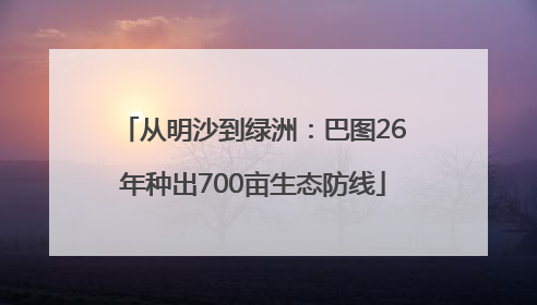 从明沙到绿洲：巴图26年种出700亩生态防线
