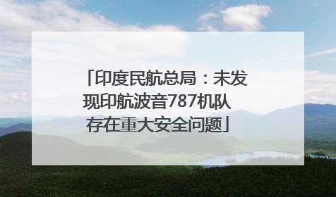 印度民航总局：未发现印航波音787机队存在重大安全问题