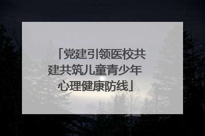 党建引领医校共建共筑儿童青少年心理健康防线