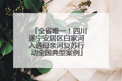 全省唯一！四川遂宁安居区白家河入选母亲河复苏行动全国典型案例