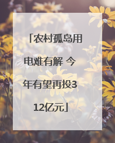 农村孤岛用电难有解 今年有望再投312亿元