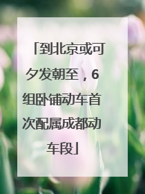 到北京或可夕发朝至，6组卧铺动车首次配属成都动车段