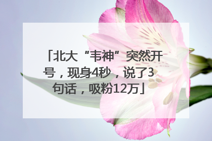 北大“韦神”突然开号，现身4秒，说了3句话，吸粉12万