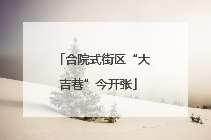 合院式街区“大吉巷”今开张