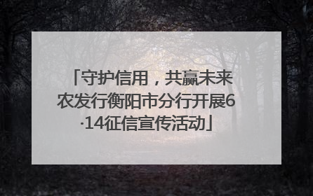 守护信用，共赢未来 农发行衡阳市分行开展6·14征信宣传活动