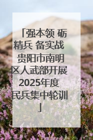 强本领 砺精兵 备实战 贵阳市南明区人武部开展2025年度民兵集中轮训