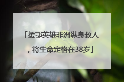 援鄂英雄非洲纵身救人，将生命定格在38岁
