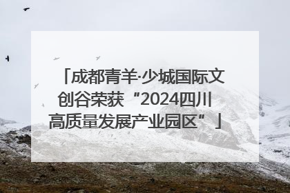 成都青羊·少城国际文创谷荣获“2024四川高质量发展产业园区”