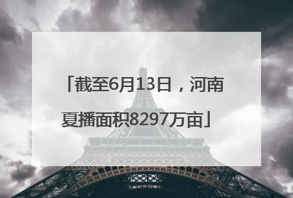 截至6月13日，河南夏播面积8297万亩