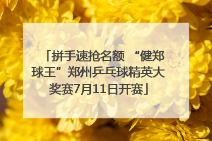 拼手速抢名额 “健郑球王”郑州乒乓球精英大奖赛7月11日开赛