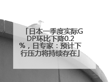 日本一季度实际GDP环比下降0.2%，日专家：预计下行压力将持续存在