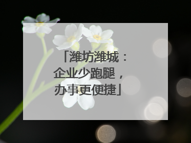 潍坊潍城：企业少跑腿，办事更便捷