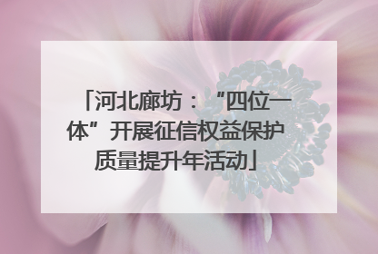 河北廊坊：“四位一体”开展征信权益保护质量提升年活动