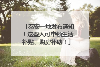 泰安一地发布通知！这些人可申领生活补贴、购房补助！