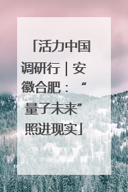 活力中国调研行｜安徽合肥：“量子未来”照进现实