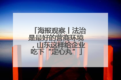 海报观察丨法治是最好的营商环境，山东这样给企业吃下“定心丸”