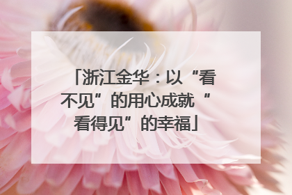 浙江金华：以“看不见”的用心成就“看得见”的幸福