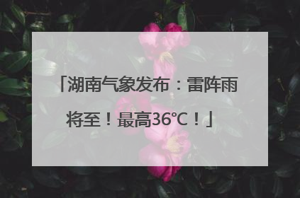 湖南气象发布：雷阵雨将至！最高36℃！