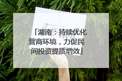 湖南：持续优化营商环境，力促民间投资提质增效