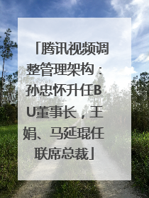 腾讯视频调整管理架构：孙忠怀升任BU董事长，王娟、马延琨任联席总裁