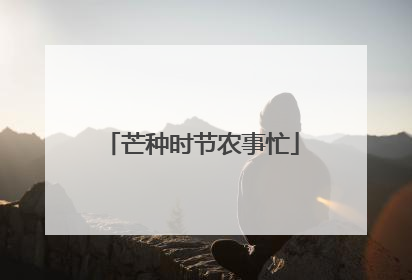 芒种时节农事忙