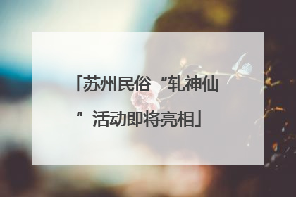苏州民俗“轧神仙”活动即将亮相