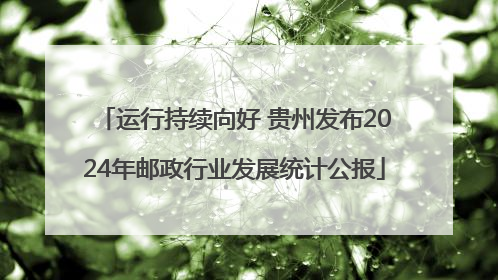 运行持续向好 贵州发布2024年邮政行业发展统计公报