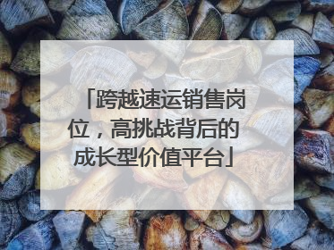 跨越速运销售岗位，高挑战背后的成长型价值平台