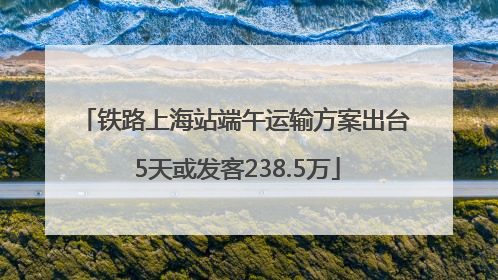 铁路上海站端午运输方案出台 5天或发客238.5万