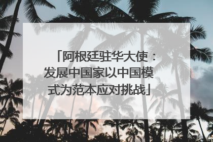 阿根廷驻华大使：发展中国家以中国模式为范本应对挑战