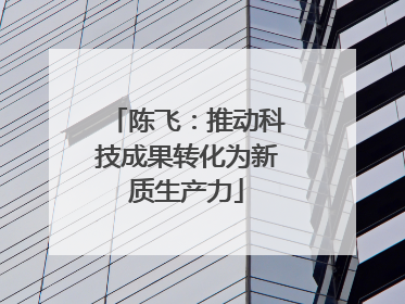 陈飞：推动科技成果转化为新质生产力