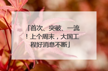 首次、突破、一流！上个周末，大国工程好消息不断