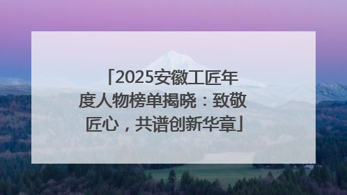 2025安徽工匠年度人物榜单揭晓：致敬匠心，共谱创新华章