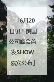 6月20日见！跨国公司峰会首发SHOW嘉宾公布